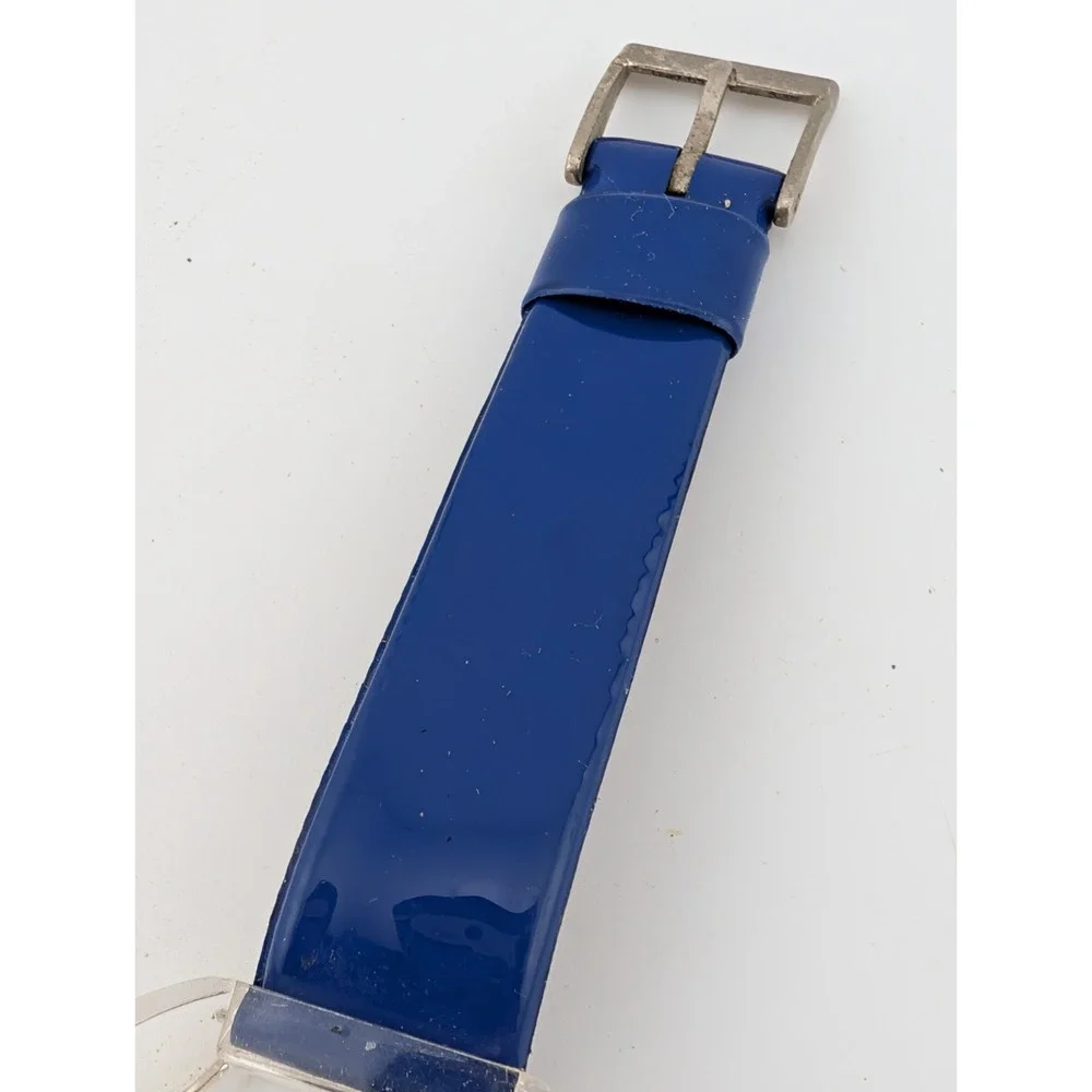 Vintage Lucerne Swiss‎ Mechanical Watch 38mm Acrylic Case Blue Dial- Working